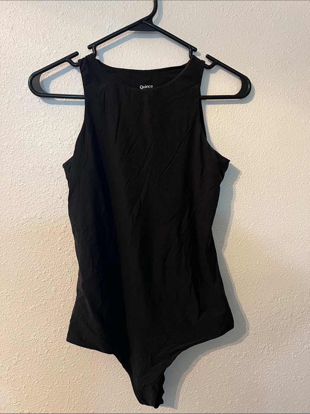 Quince Second Skin Black High-Neck Sleeveless Bodysuit Large